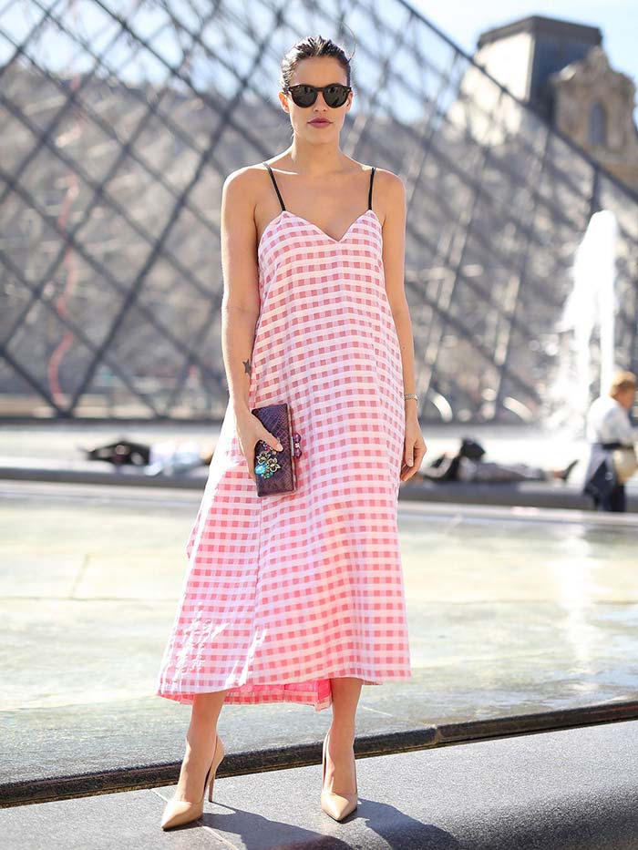 Paris Fashion Week Street Style gingham dress